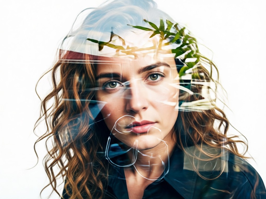 AI blending process for double exposure effect