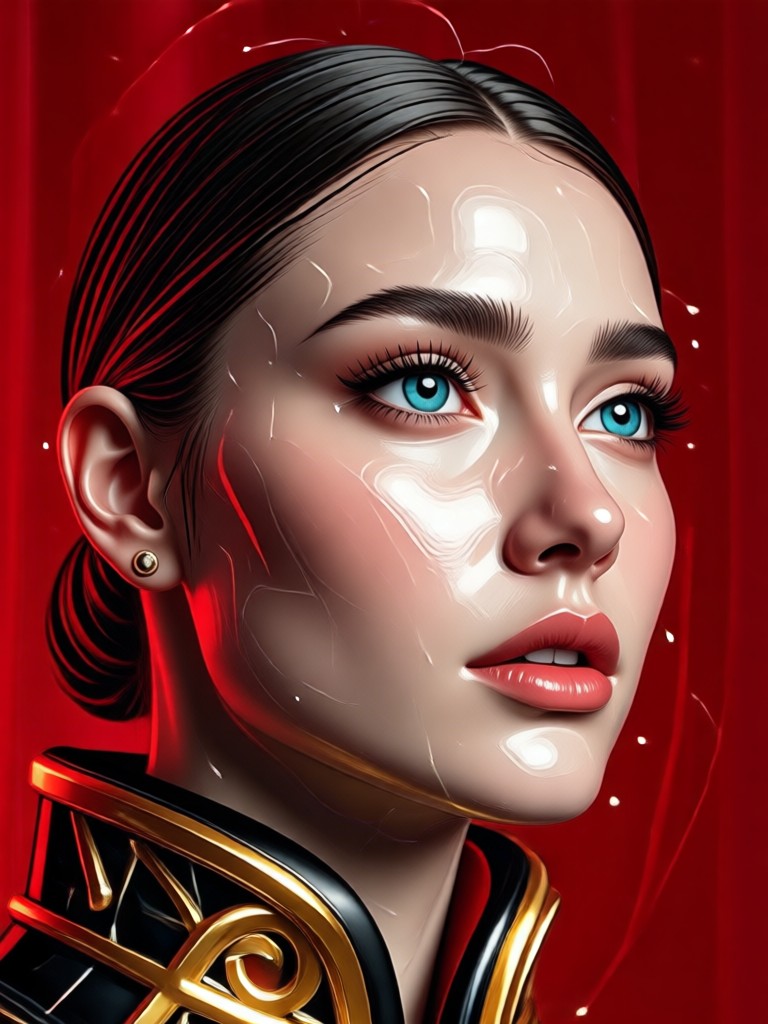 Fashion editorial style red background portrait