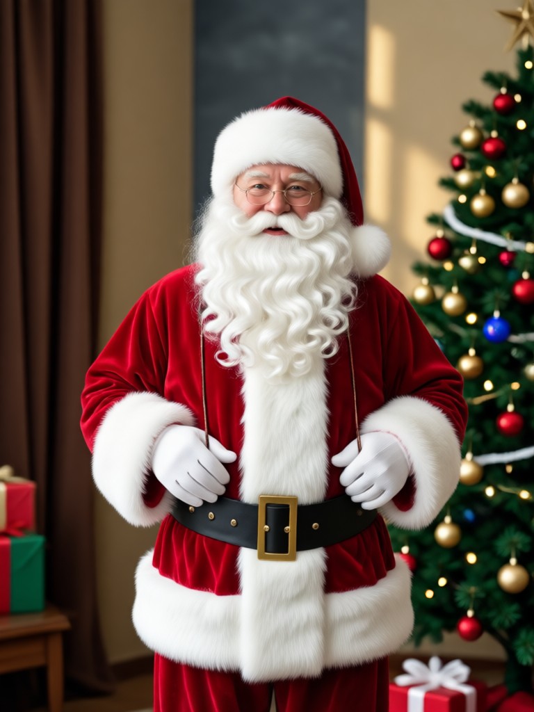 Santa checking his list on a smartphone