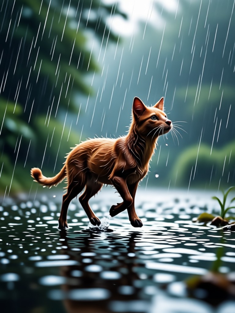 AI rain photo effect before and after transformation