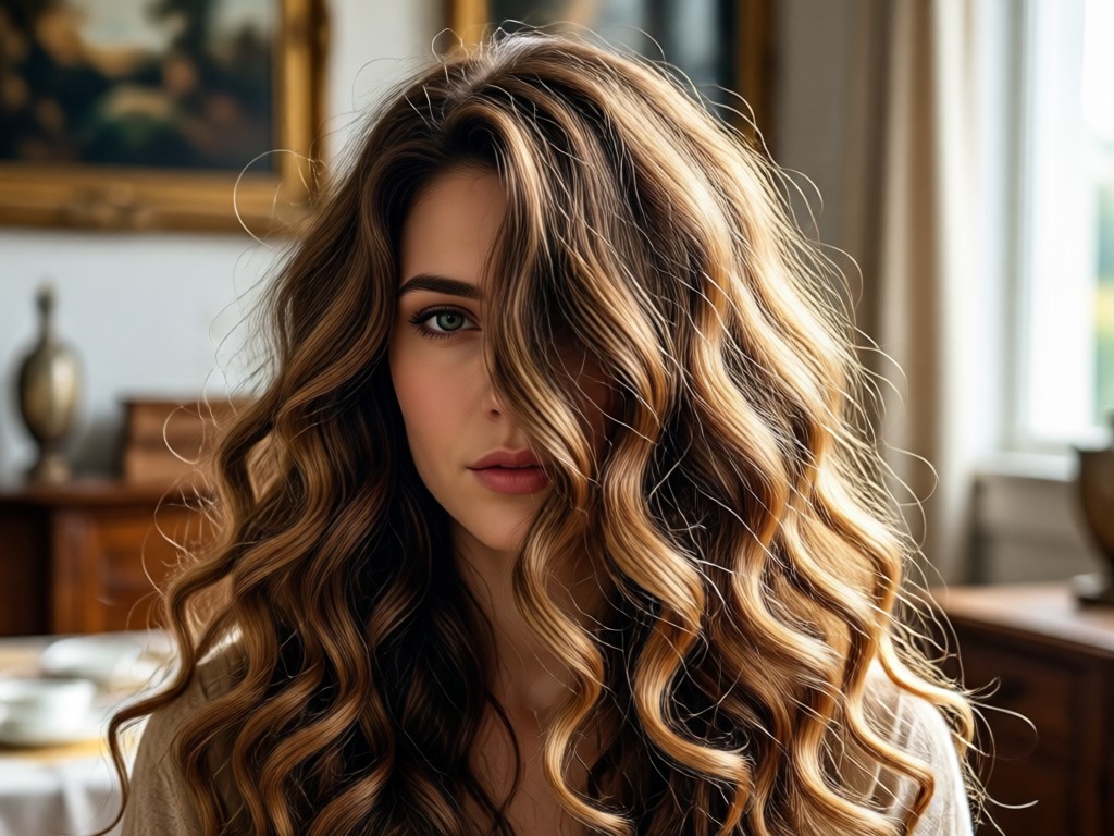 AI preserving facial features while adding wavy hair