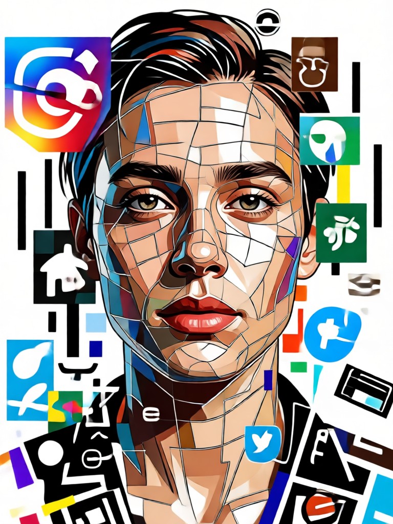 Pop art style multi face Instagram collage