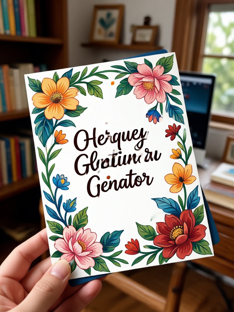 KI-Hochzeitskarte mit floralem Design
