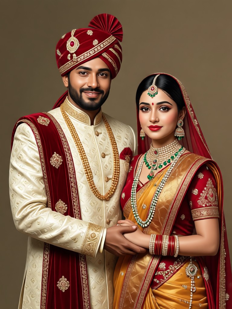 Traditional south Indian royal couple portrait