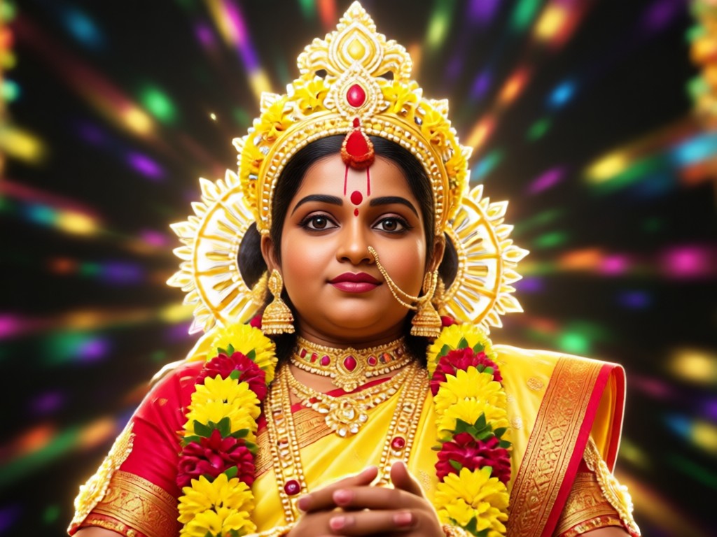 AI enhanced festive portrait with glow and makeup