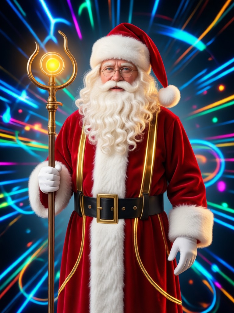 Young man transformed into Santa
