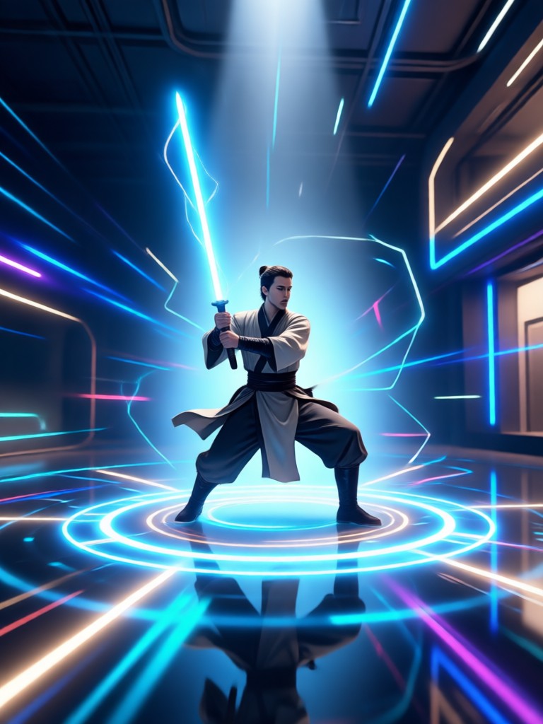 Phone screen showing the Jedi video effect in action