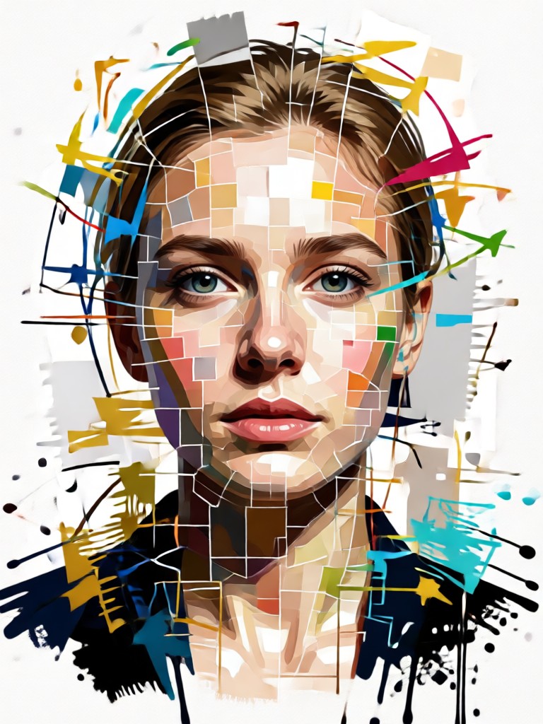 Cyberpunk themed AI portrait poster