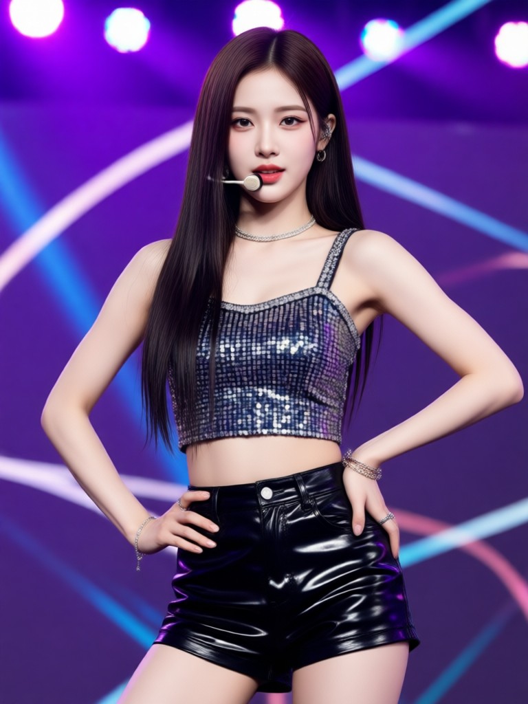 Foto de grupo de idols Kpop generado por IA con cuatro miembros