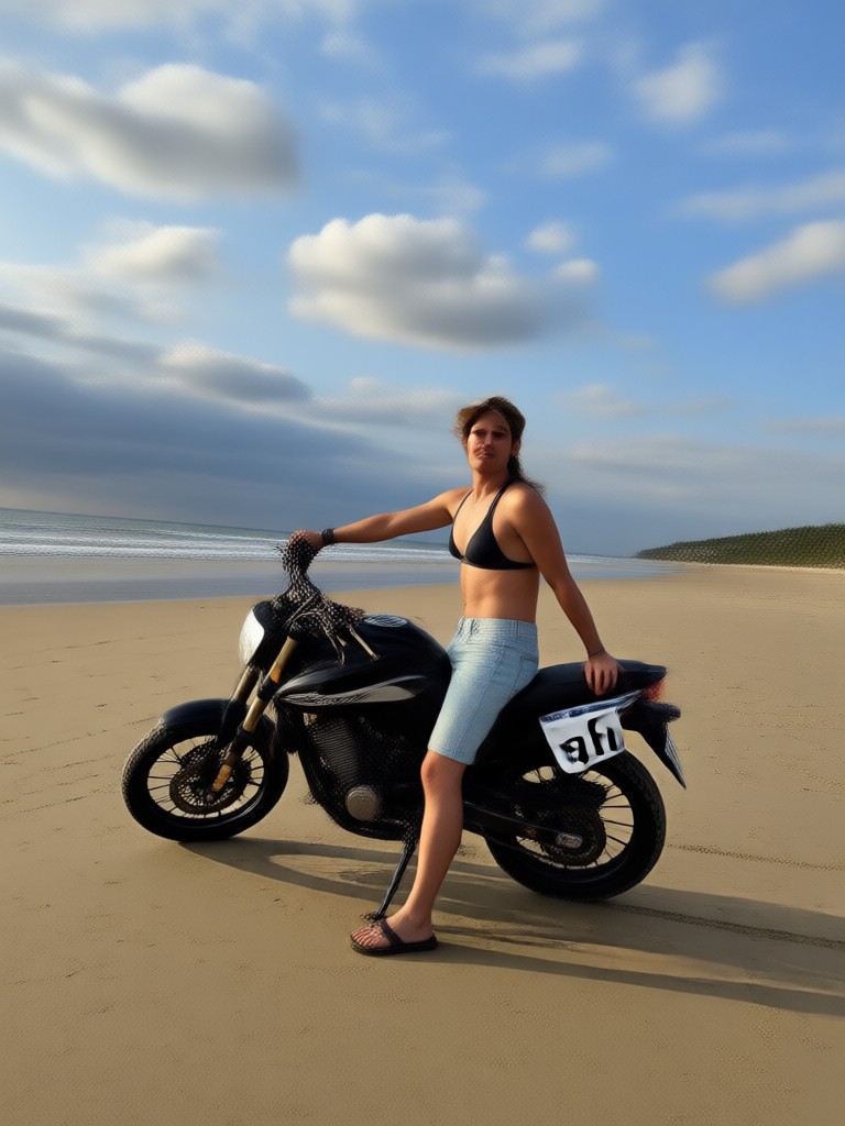 Group of riders with motorcycles on a cliffside beach AI generation