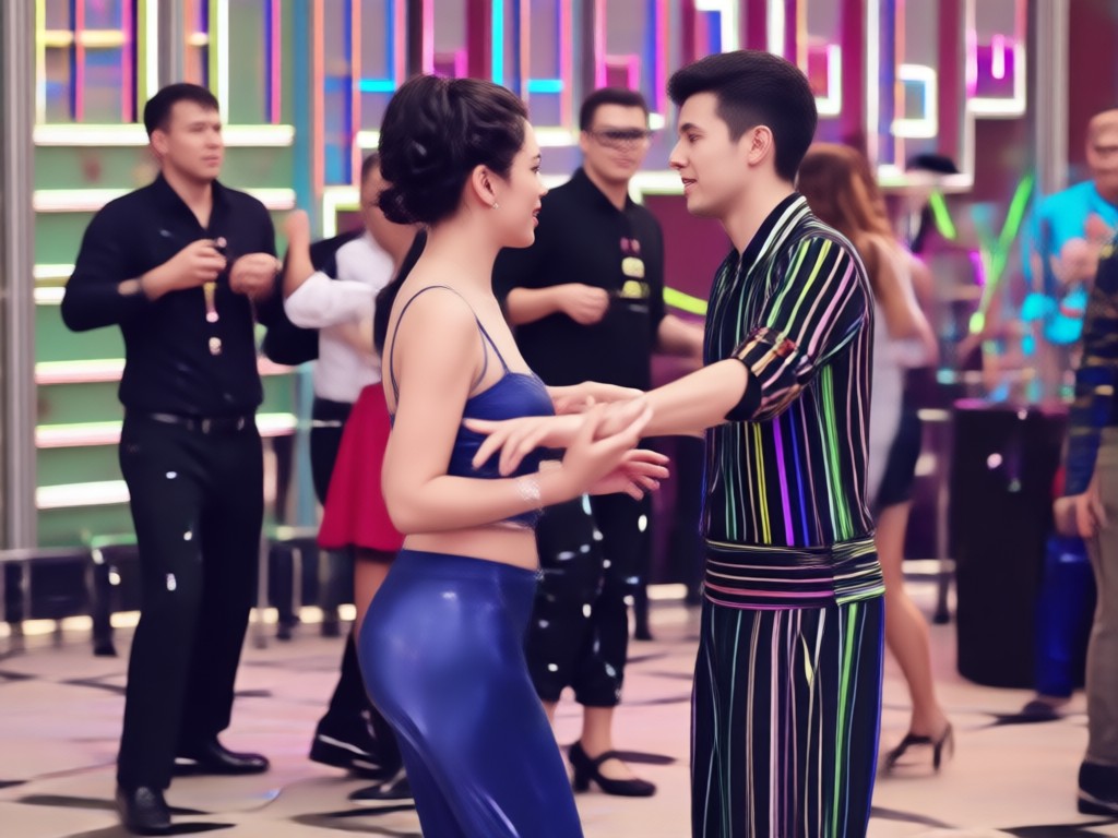 Couple celebrating with an AI dance video on a phone