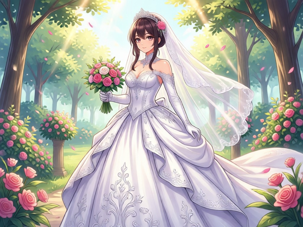 Different anime bride art style examples