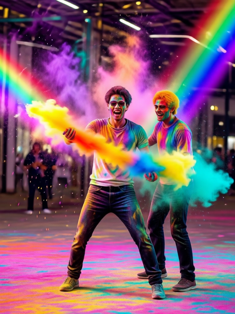Dynamic action shot with AI color throw effect