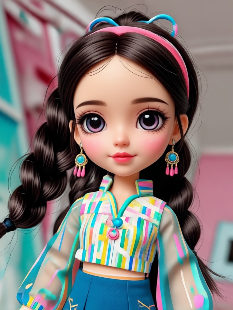Retro 80s cartoon doll