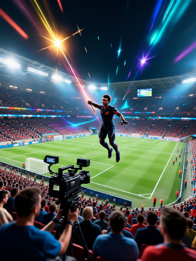 Night game stadium lighting effect