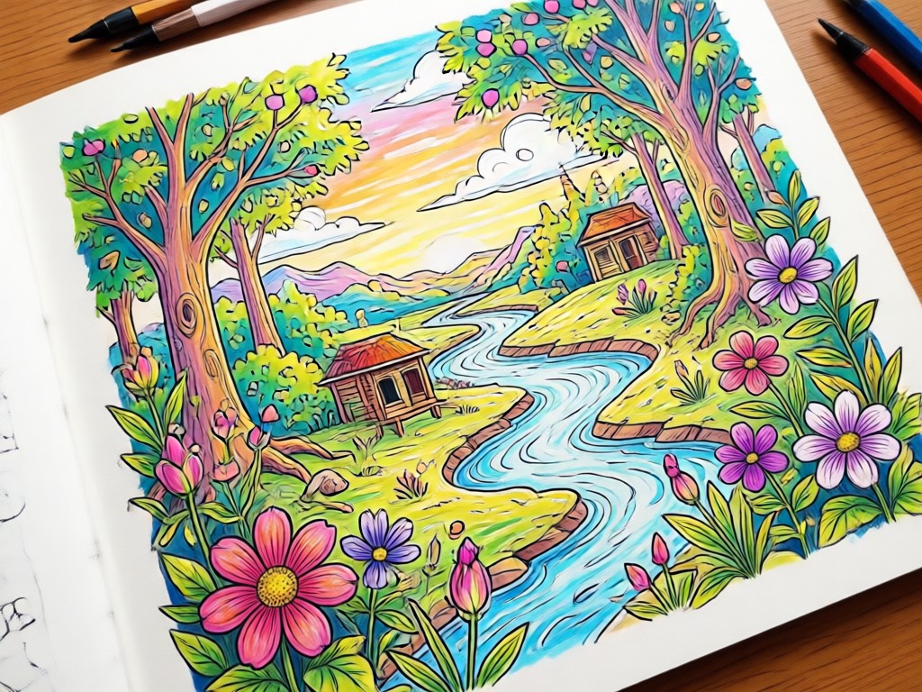 High quality AI coloring page line art