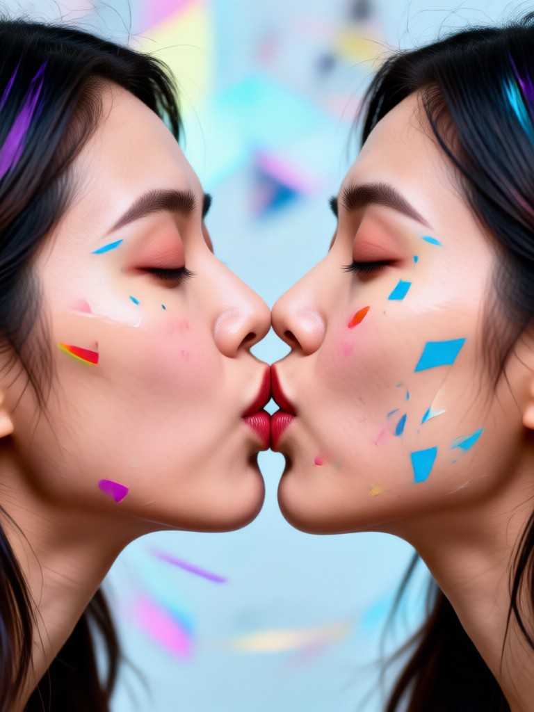 Cartoon kiss animation from two portraits