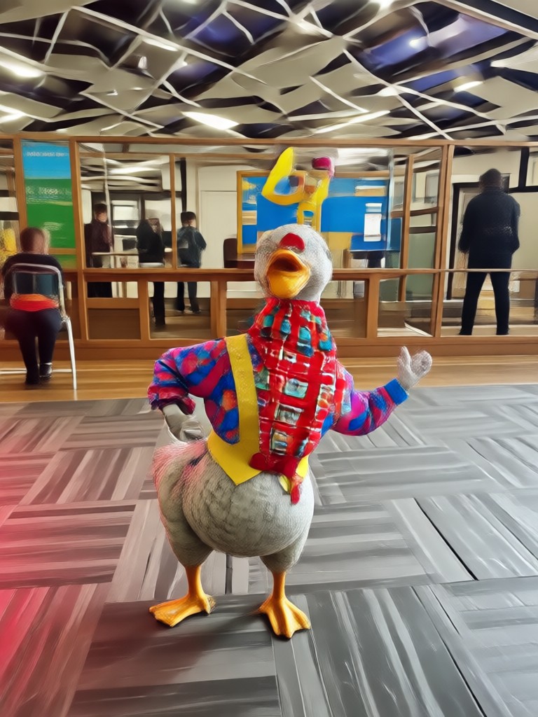 Cartoon character doing the duck dance