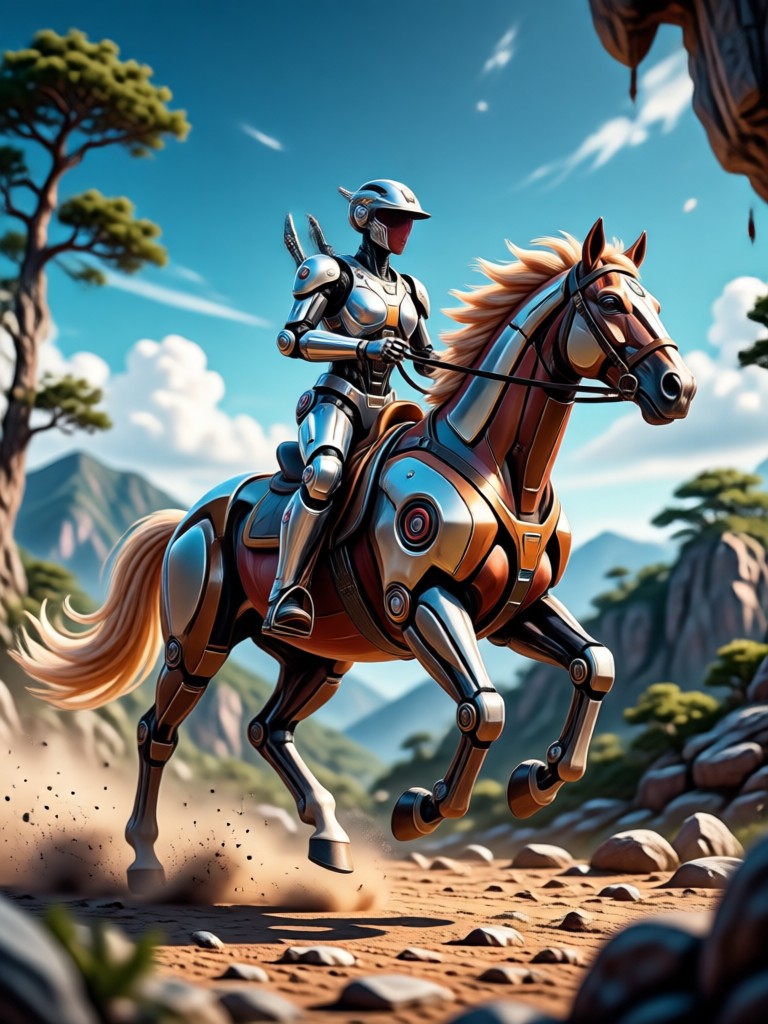 contoh AI horse riding generator oleh Moodix