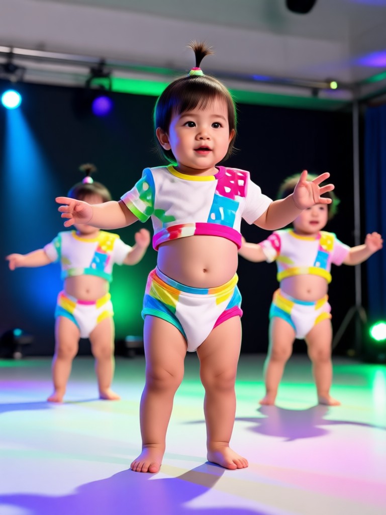 Baby rocking out to fun pop music