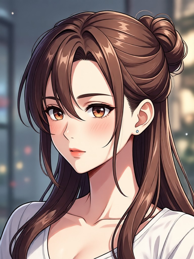 elegant silver white anime hairstyle on female character
