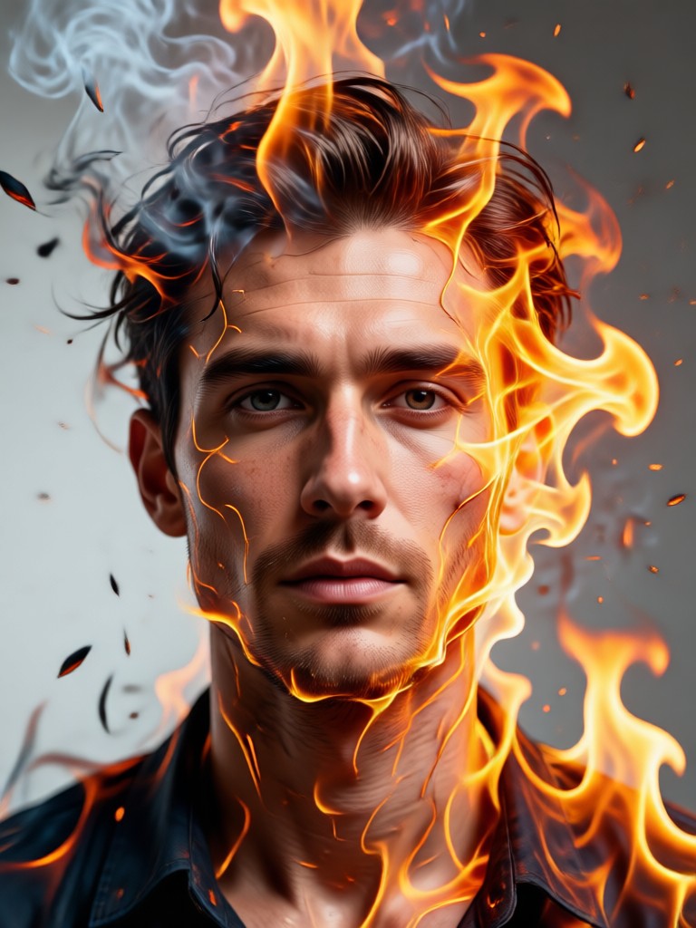 Close-up face with subtle smoke overlay