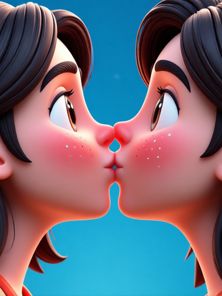 Fantasy couple kiss animation
