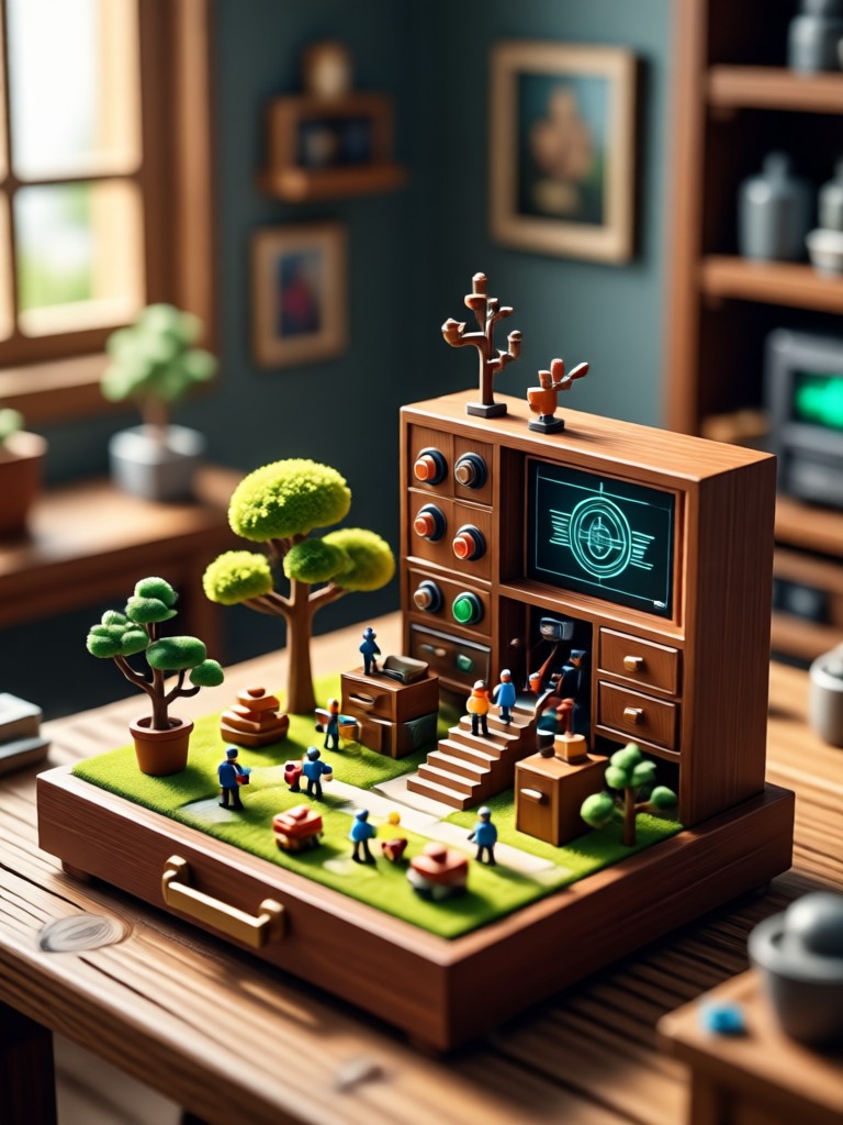 Miniature sports stadium from above