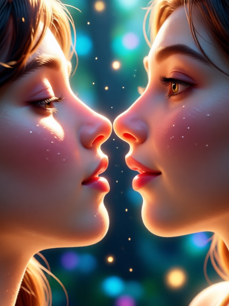 Generador de beso con fondo de auroras boreales