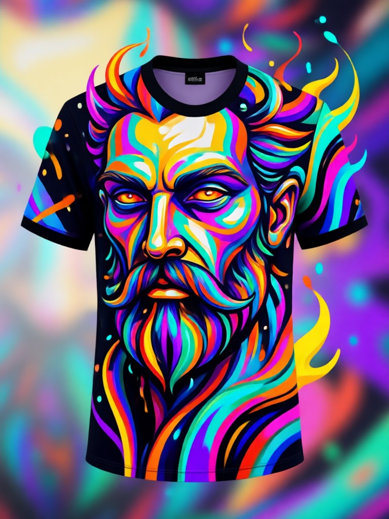 Desain kaos dengan motif bunga dan tumbuhan hasil AI