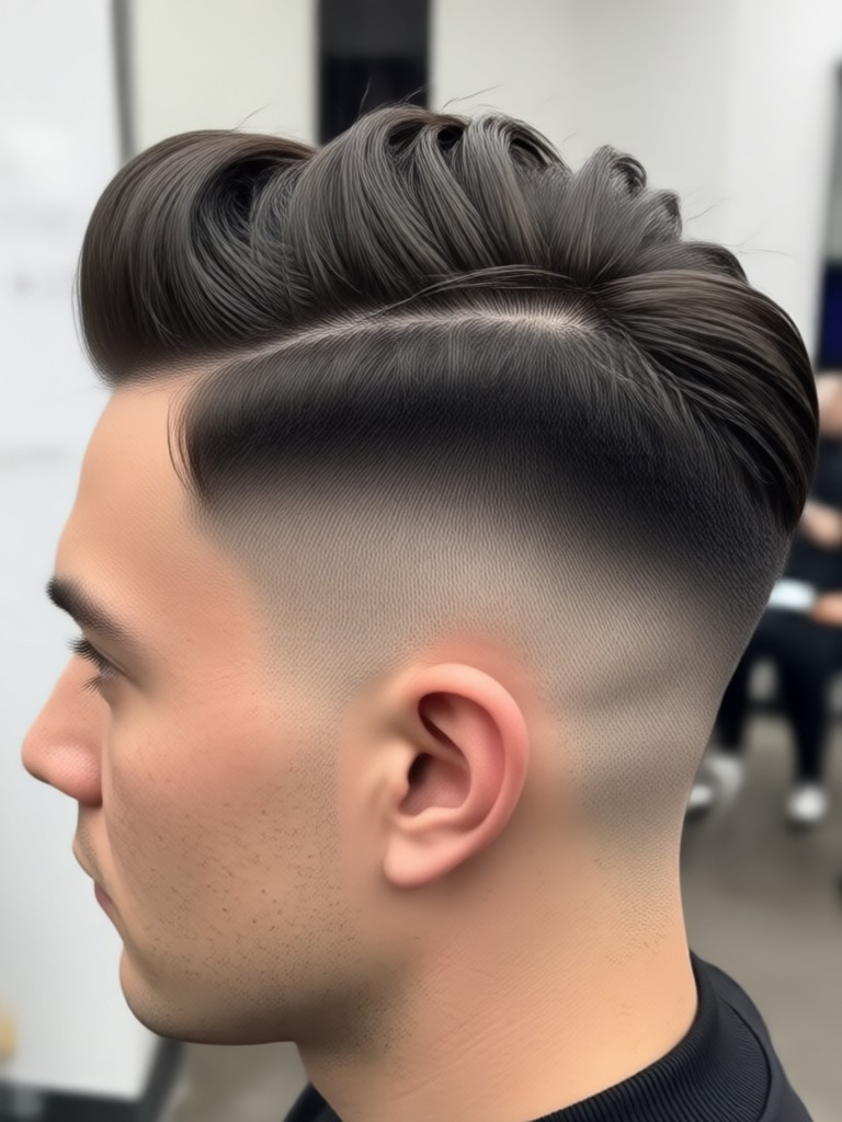 AI generated taper fade on round face shape