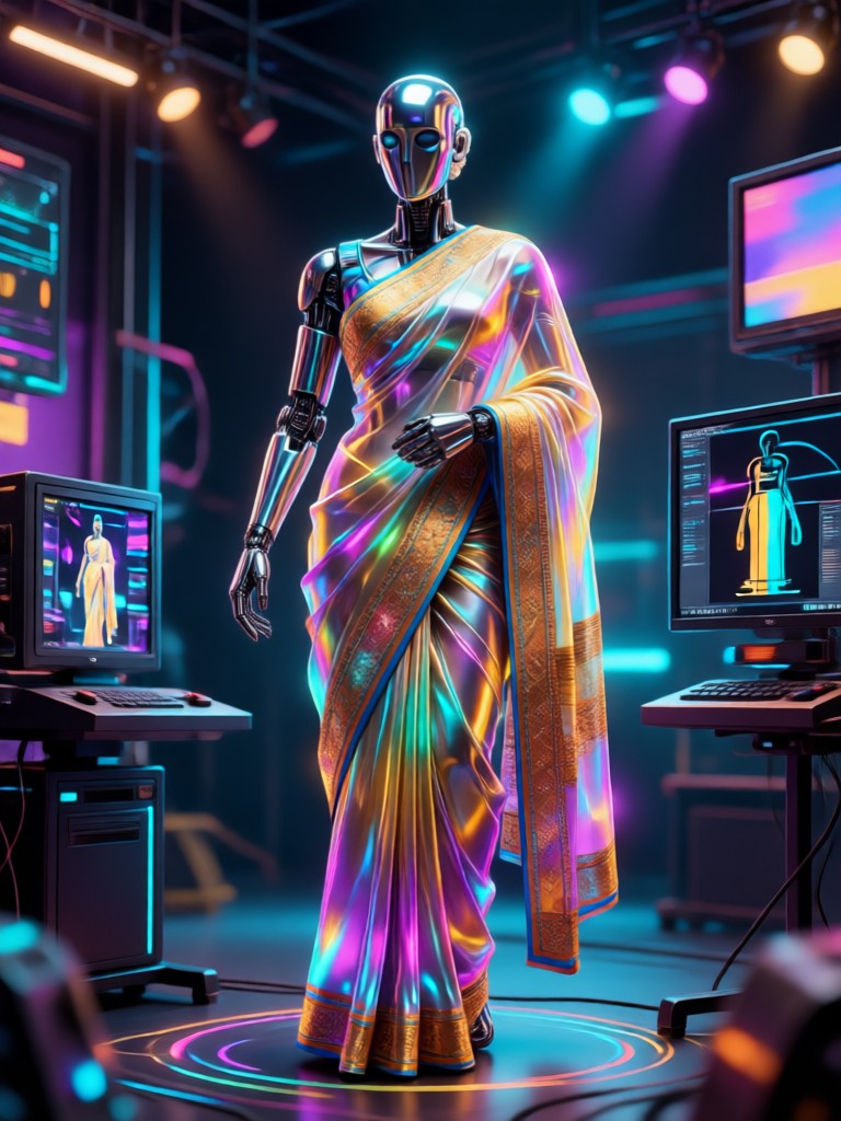 AI saree generator casual chiffon drape