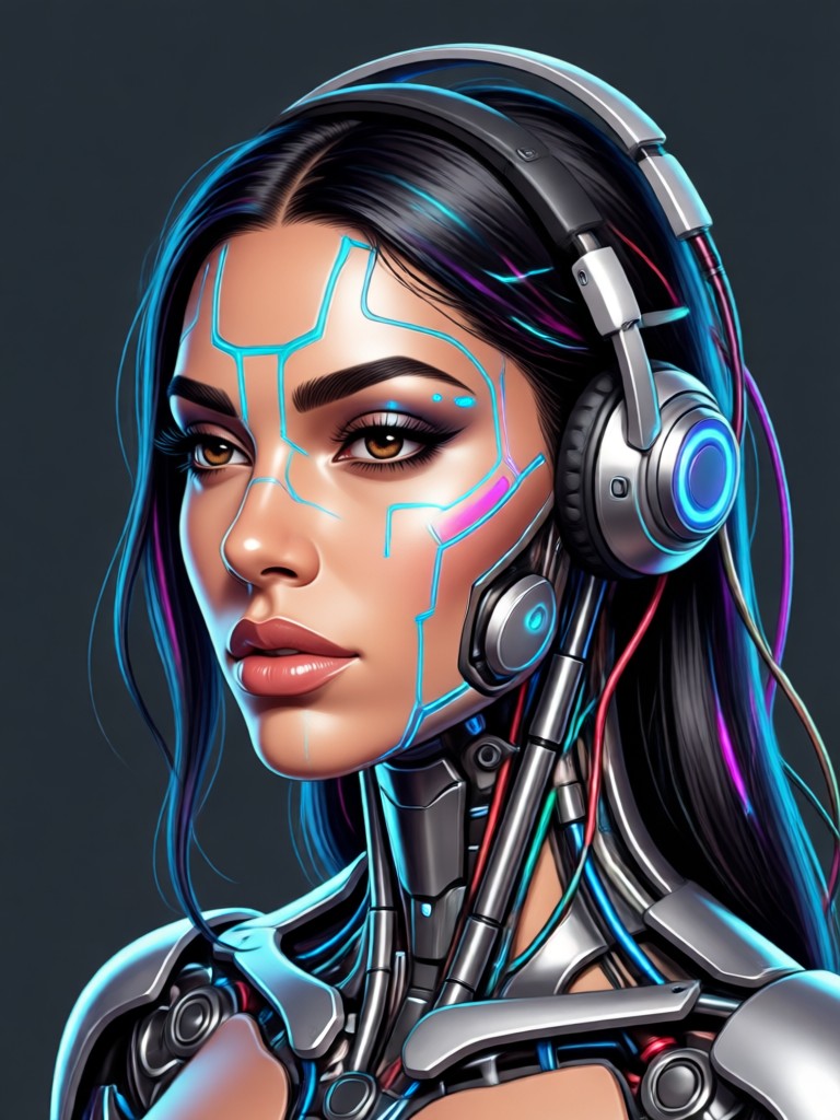 Retrato de latina generado por IA con toque artístico