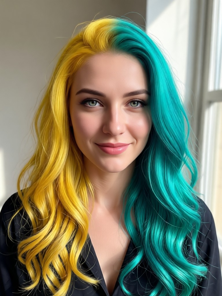 AI hair color change from black to caramel brown
