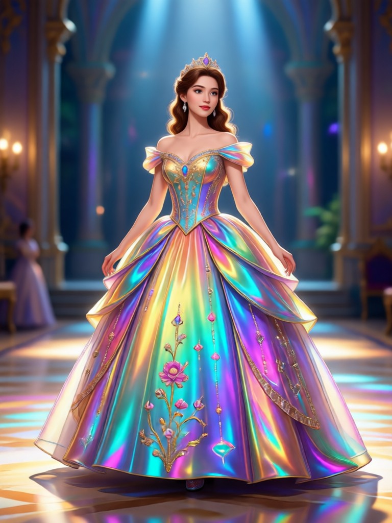 AI generated princess in an enchanted forest scene transformation