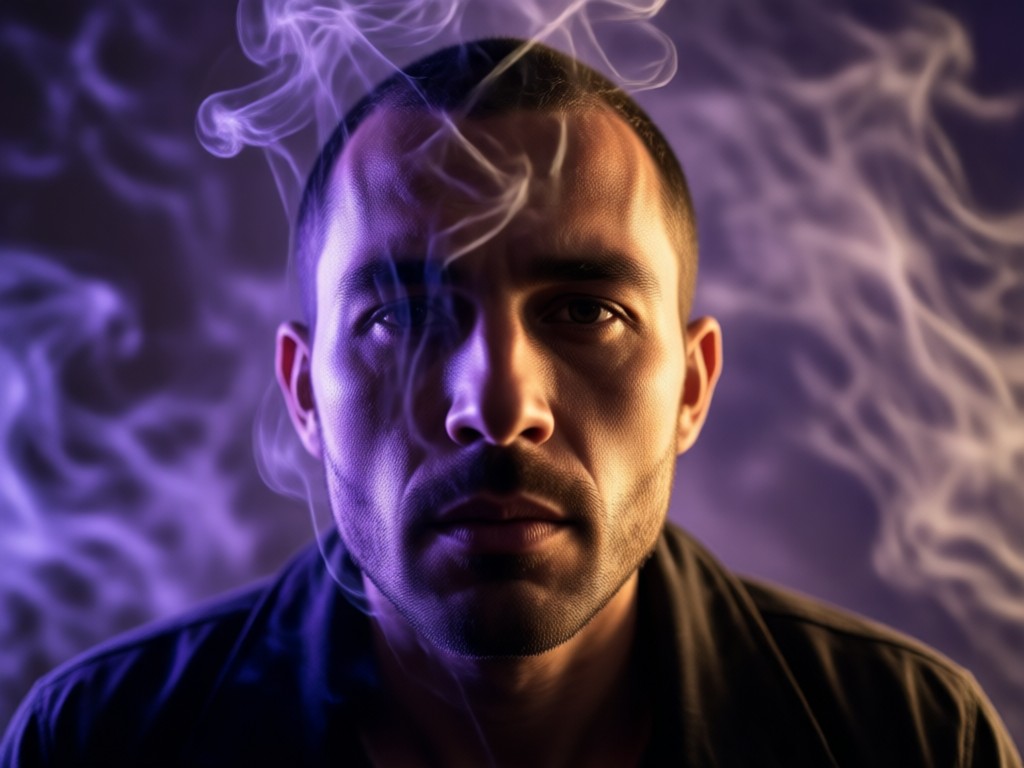Generación de humo realista por IA en un retrato