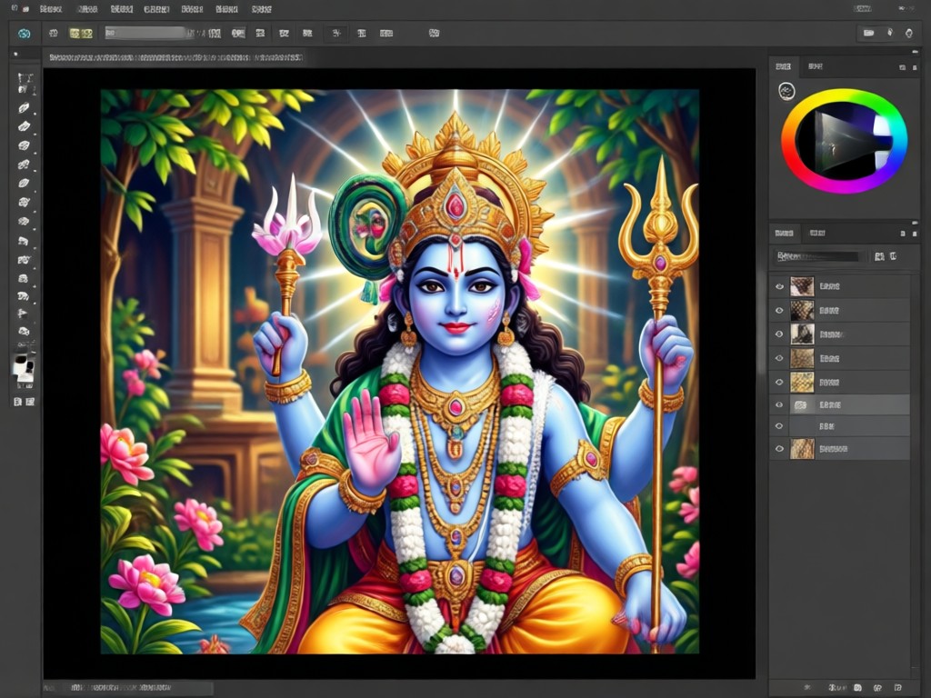 Mentransformasi lukisan Krishna yang sudah ada dengan AI