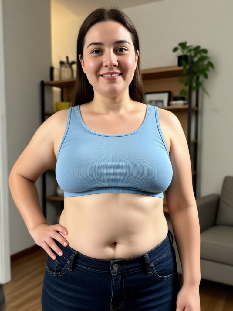 Subtle weight loss AI effect on female portrait
