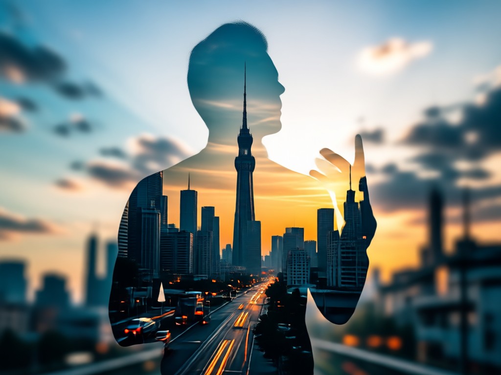 Storytelling through silhouette double exposure photo effect