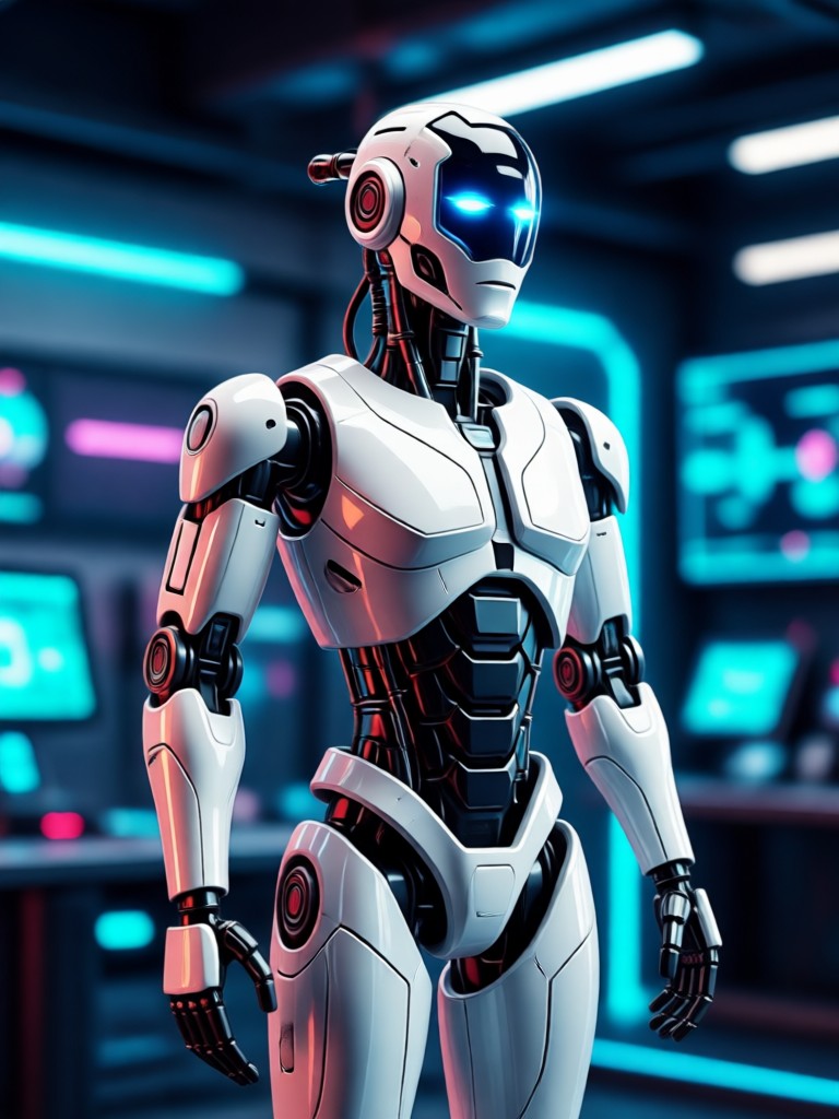 AI robot filter result character with holographic face plates