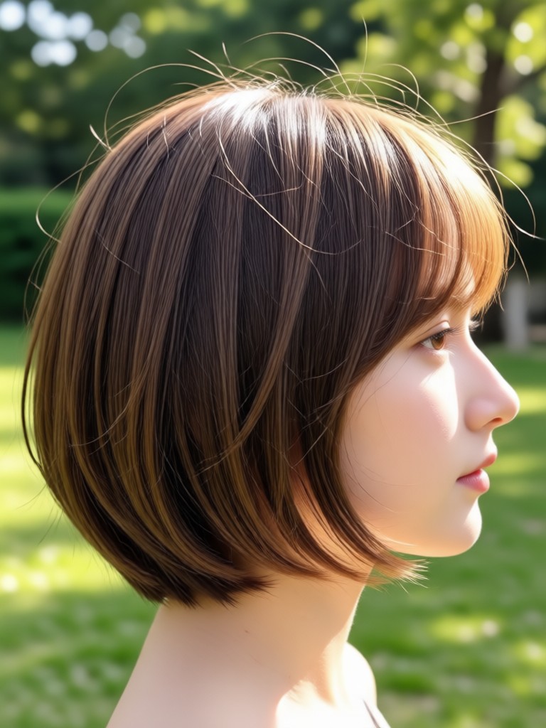 Pelo corto liso y recto con una raya lateral definida