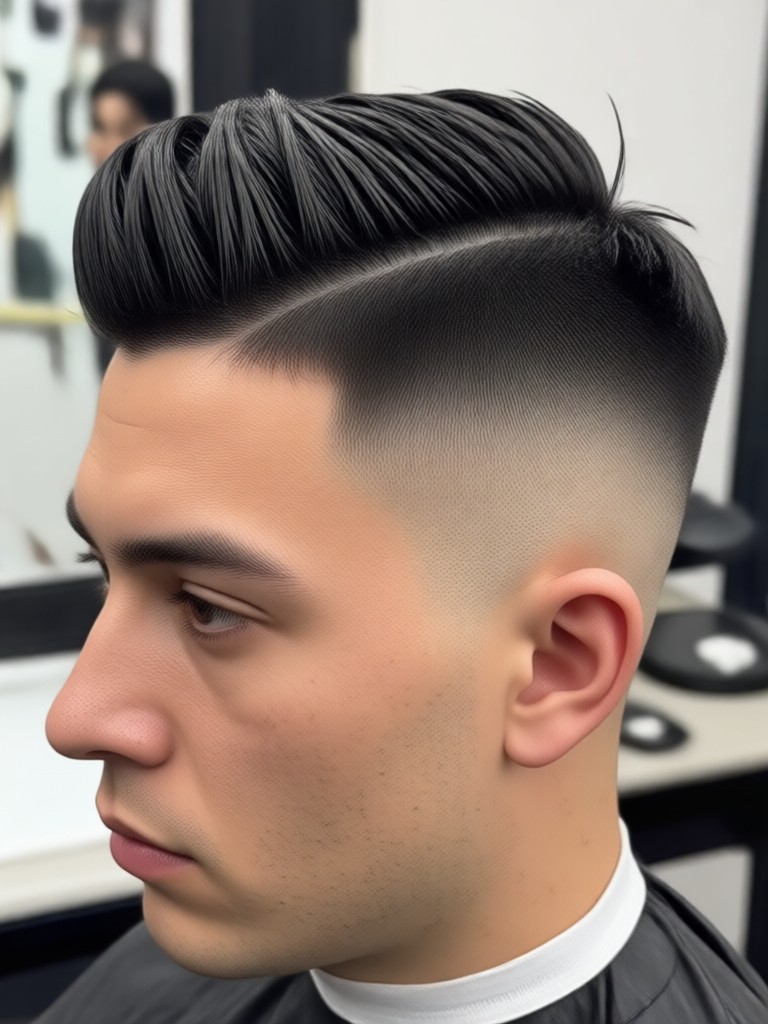 Dramatic skin fade with design line generated by AI