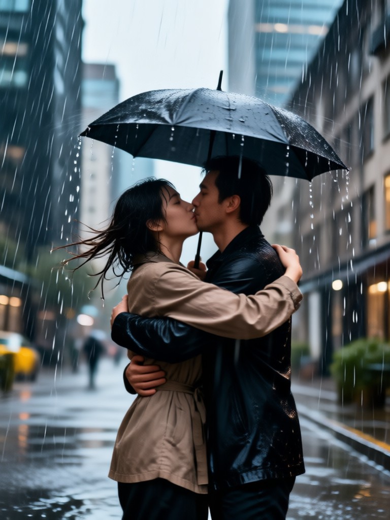 Dynamic rain hug in a forest setting