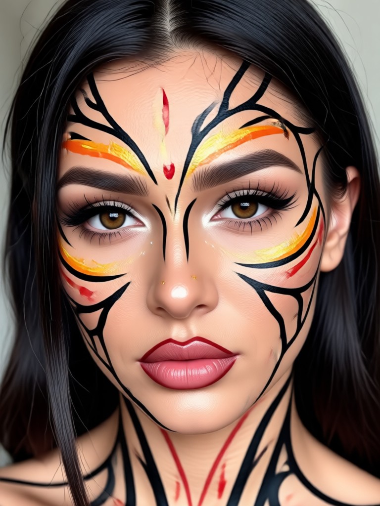 kontrastreiche Body-Art Mädchenfoto-Umwandlung