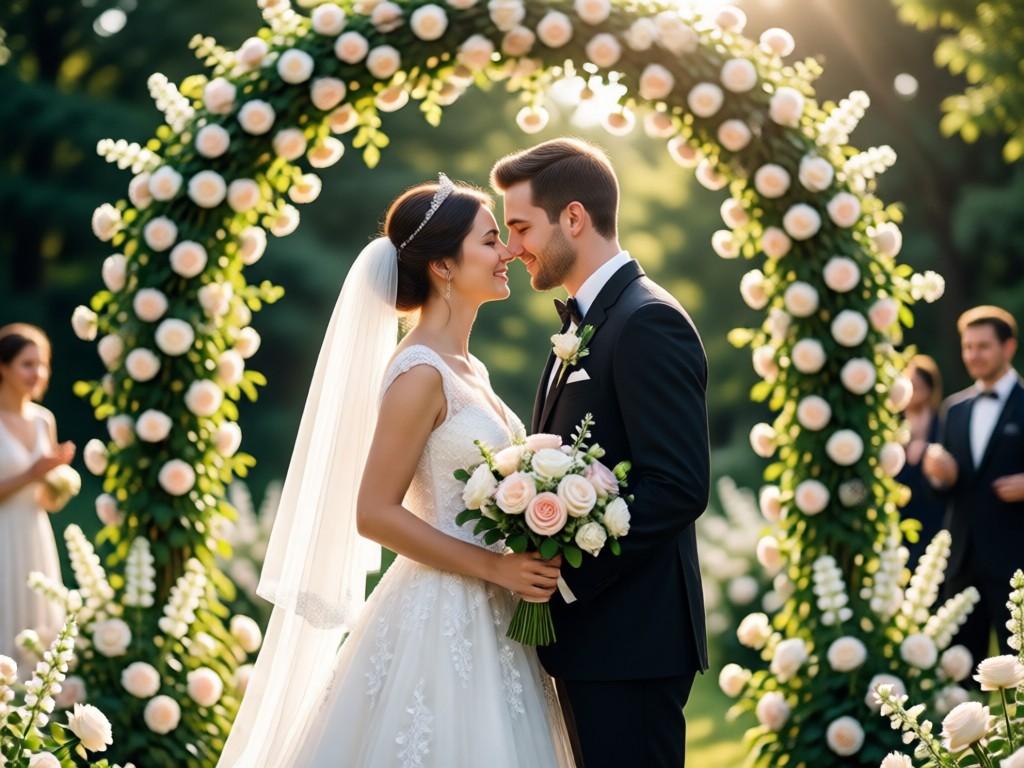 AI-generated bridal portrait with different veil styles