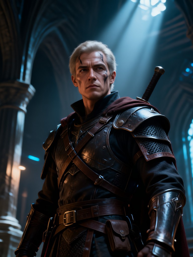 Cyberpunk detective cinematic AI character