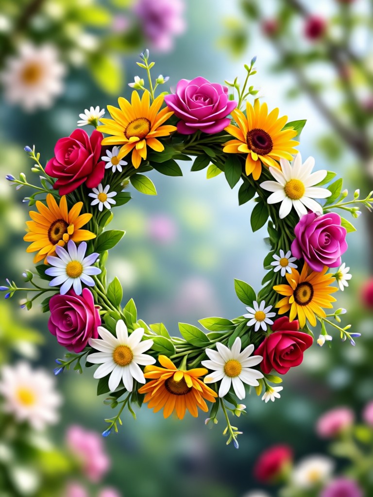 Corona de flores por IA en una mascota para una edición de foto divertida