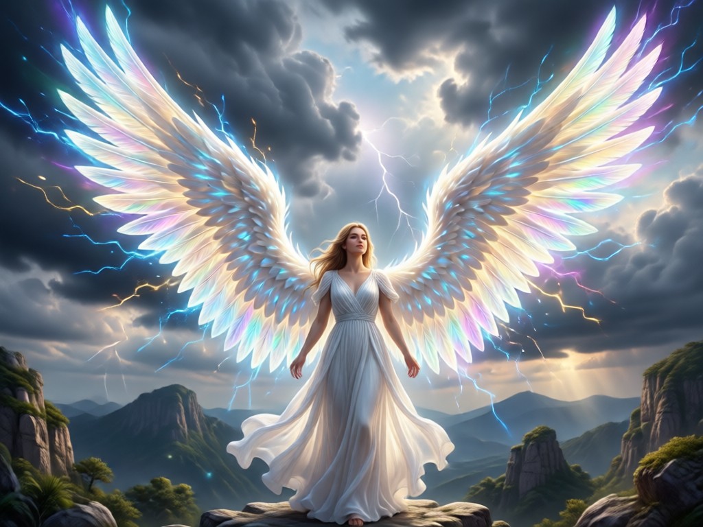 AI Angel Wings realistic integration on a portrait