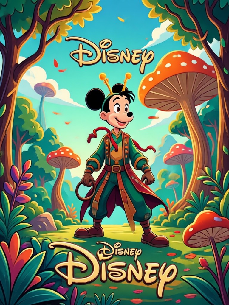 Vintage storybook Disney style poster