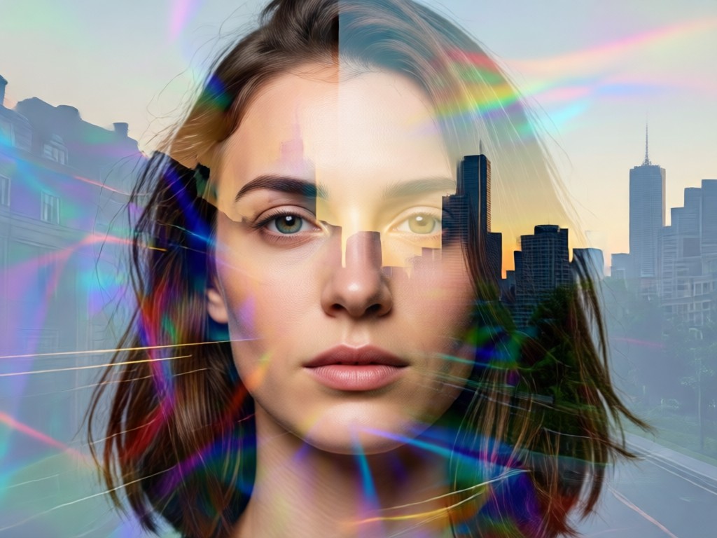 High resolution double exposure profile picture display